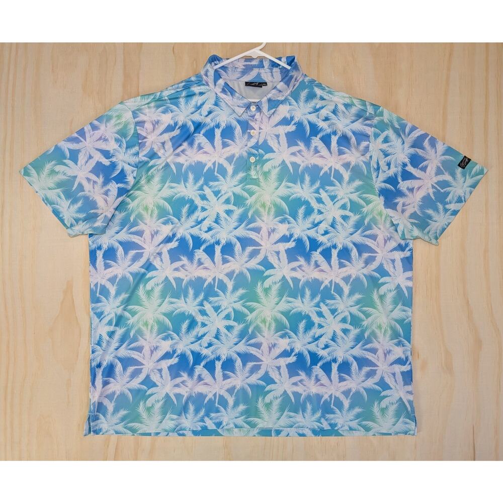 Sunday Swagger Men's 4XL Polo Shirt Tropical Golf Palms Stretch Performance